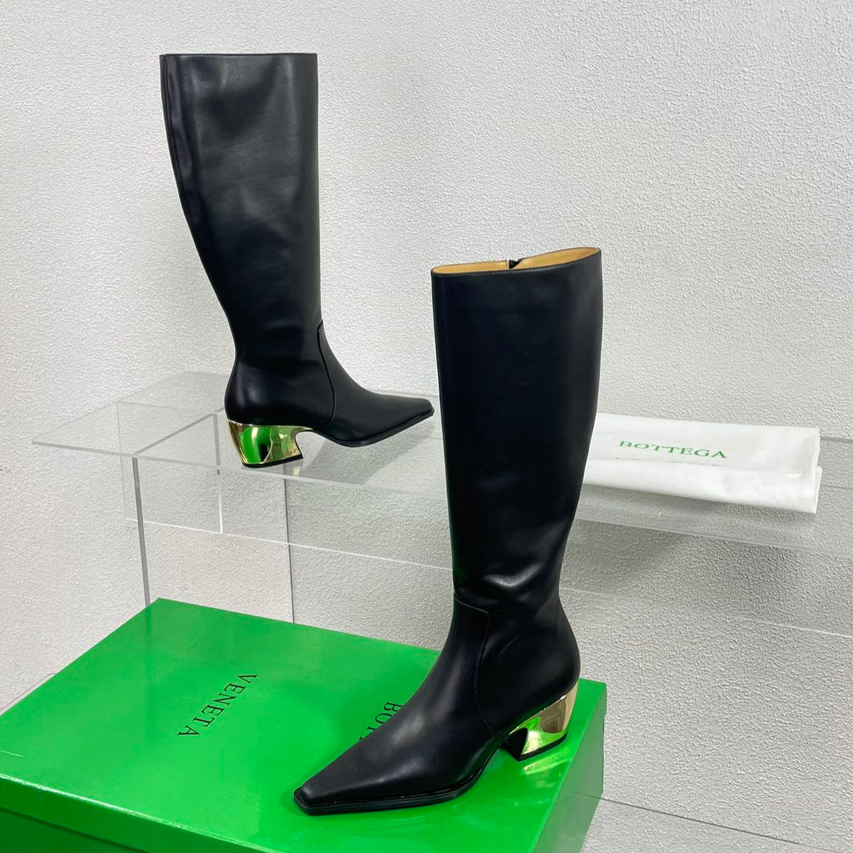 TEX HIGH BOOT IN BLACK CALFSKIN - 34