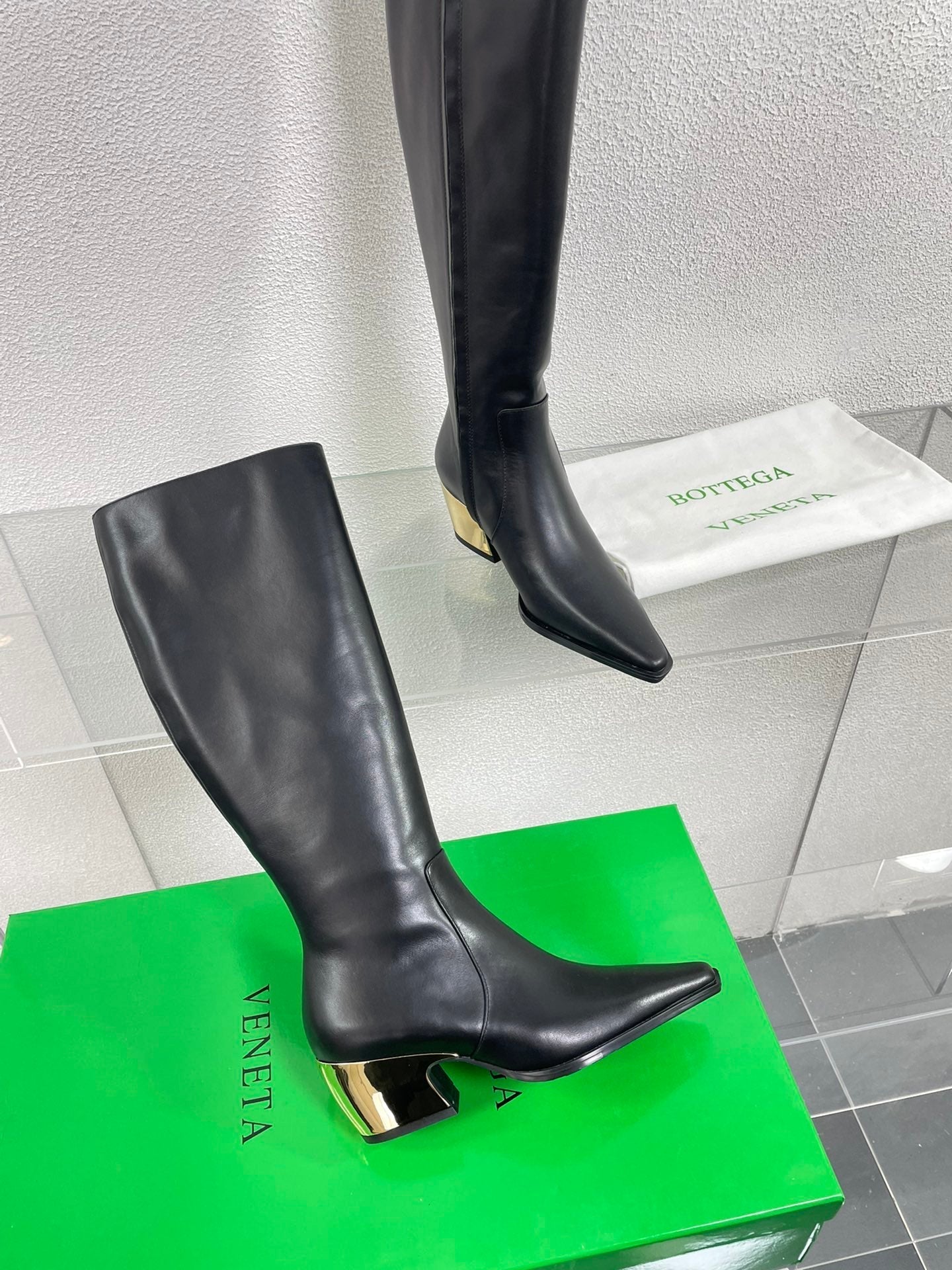 TEX HIGH BOOT IN BLACK CALFSKIN - 34