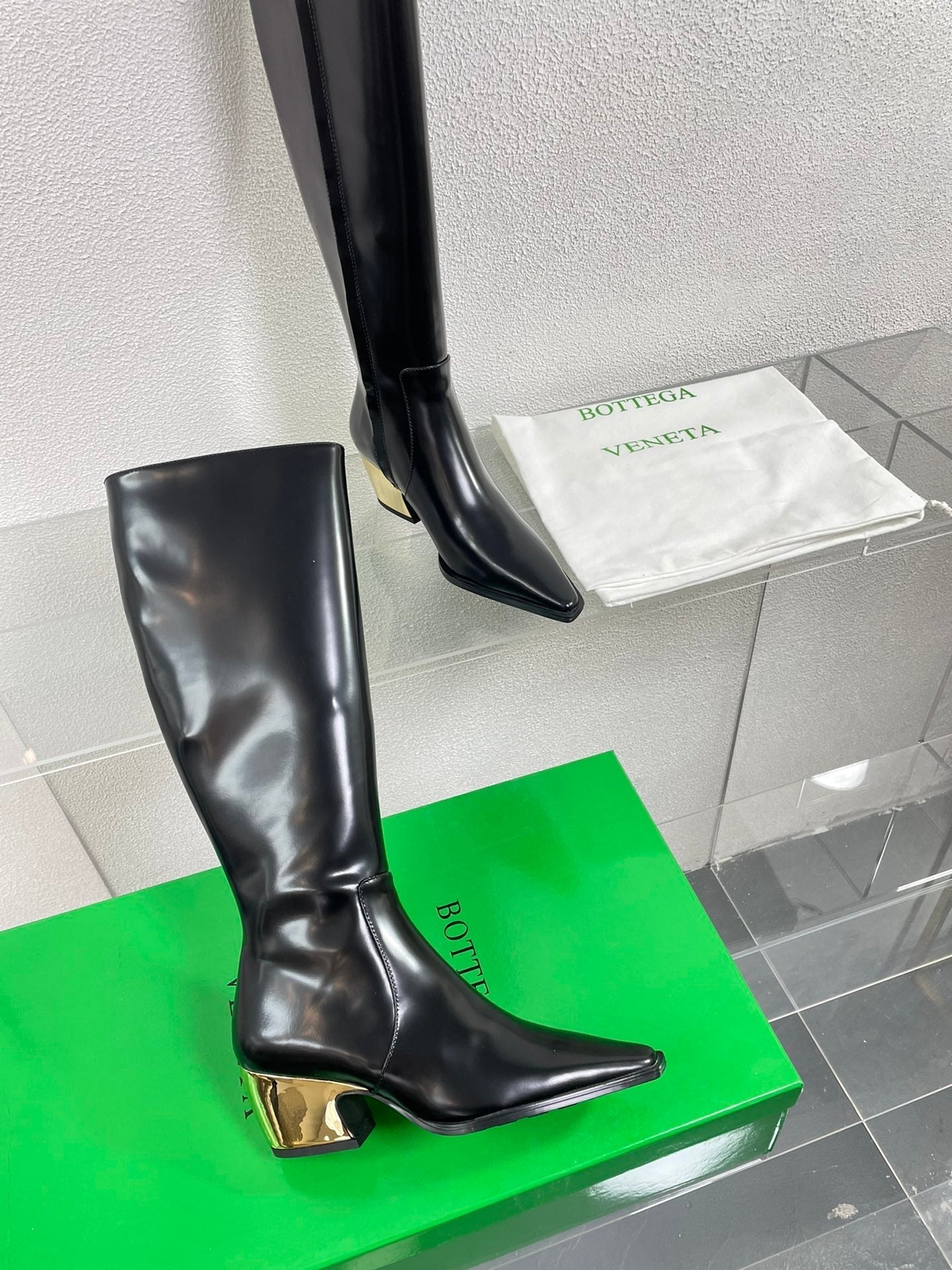 TEX HIGH BOOT IN BLACK PATENT CALFSKIN - 34