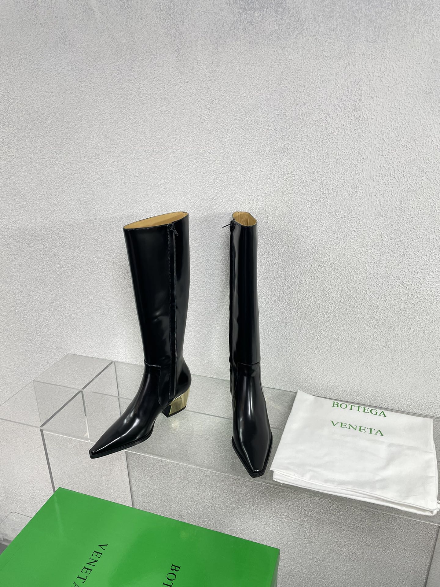 TEX HIGH BOOT IN BLACK PATENT CALFSKIN - 34