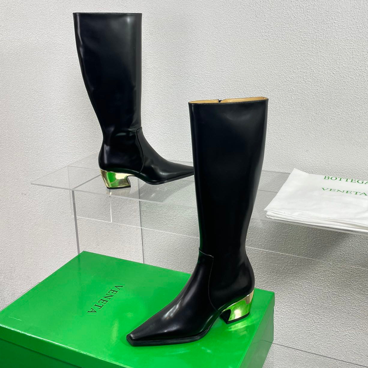 TEX HIGH BOOT IN BLACK PATENT CALFSKIN - 34