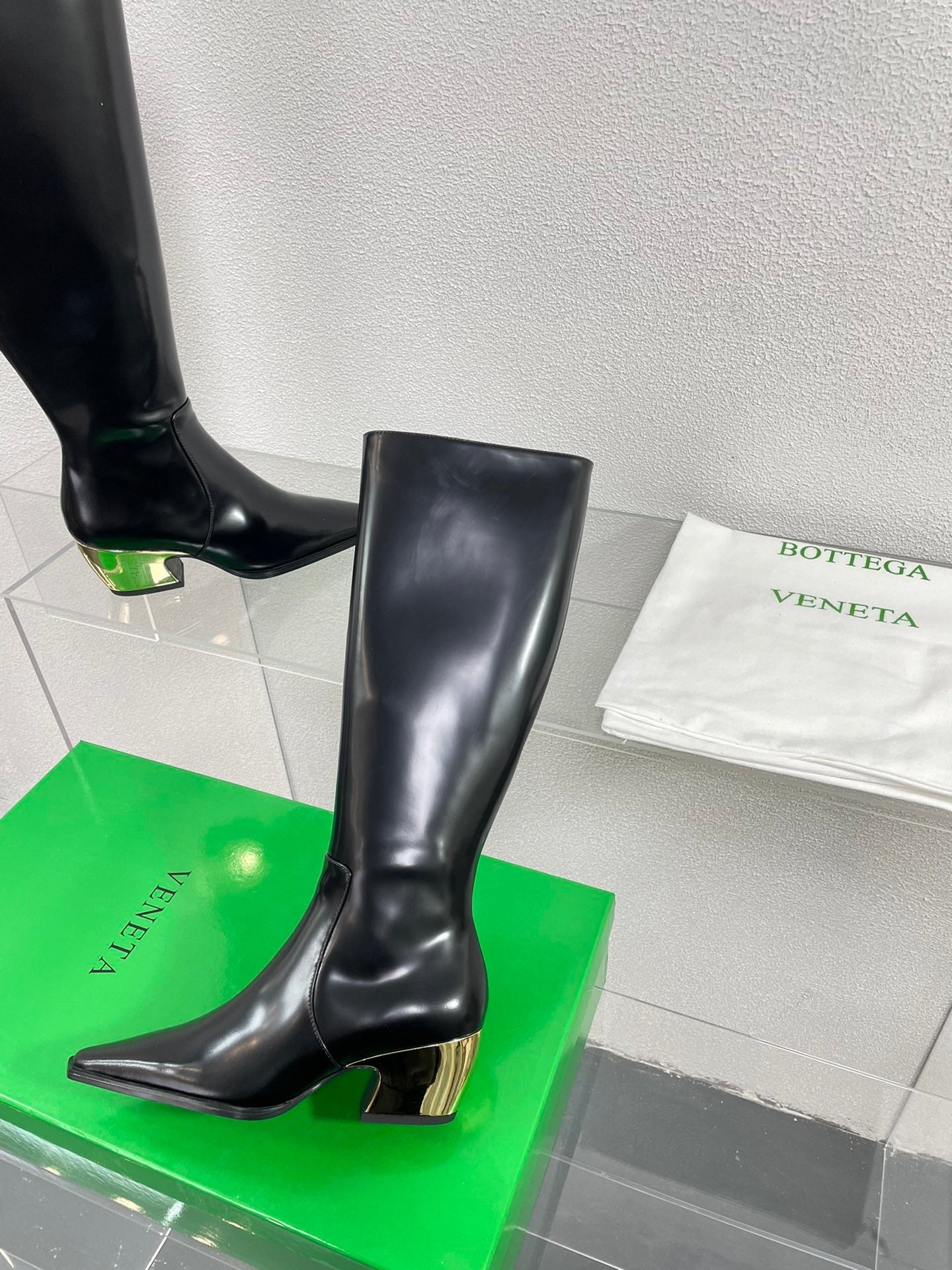 TEX HIGH BOOT IN BLACK PATENT CALFSKIN - 34