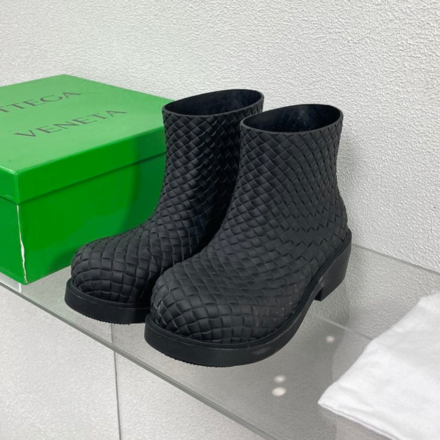 FIREMAN BOOTS IN BLACK RUBBER WITH ICONIC INTRECCIO MOTIF - 35