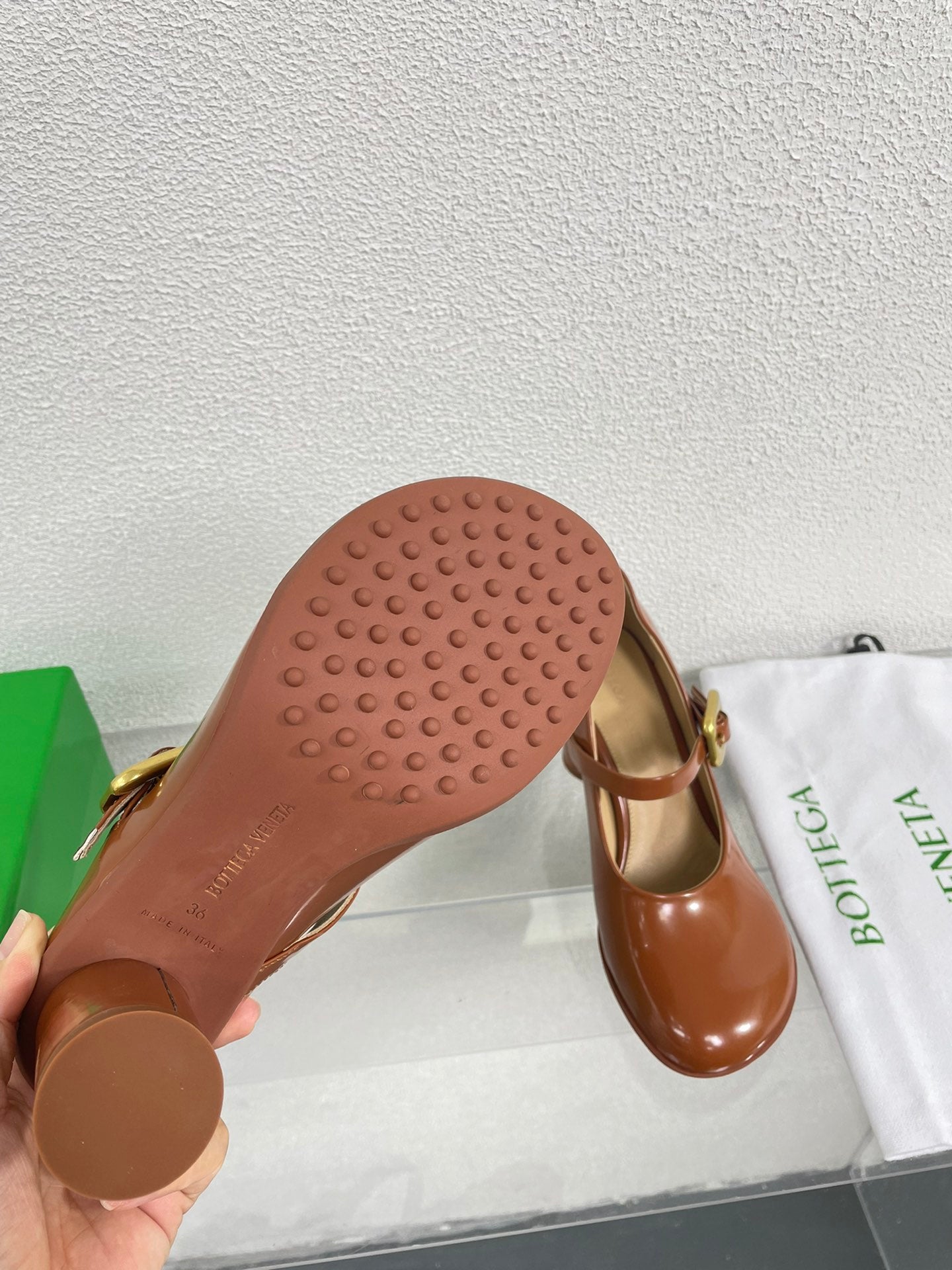 ATOMIC MARY-JANE PUMP 9 CM IN BRONZE BROWN CALFSKIN - 34