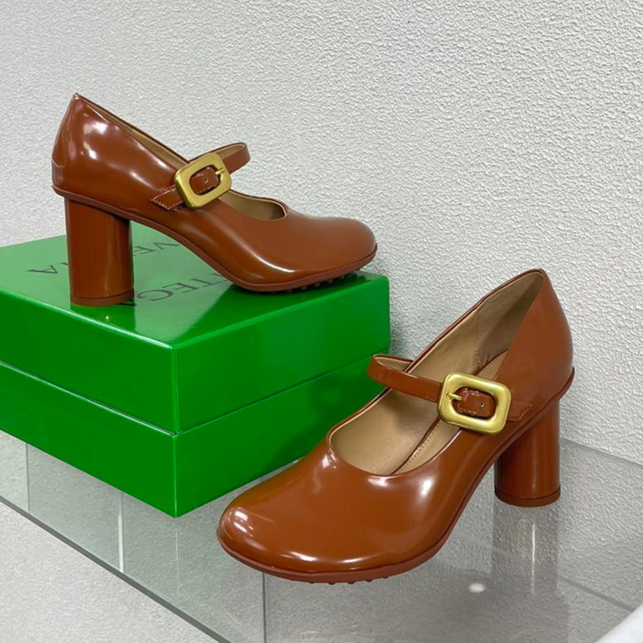 ATOMIC MARY-JANE PUMP 9 CM IN BRONZE BROWN CALFSKIN - 34