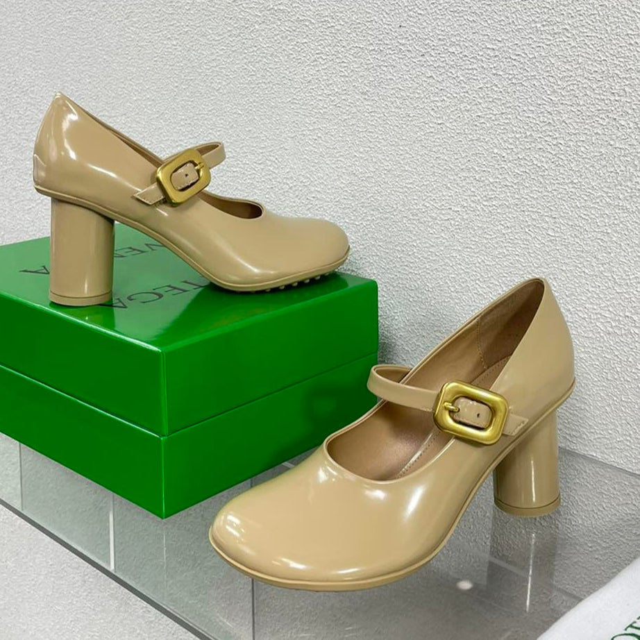 ATOMIC MARY-JANE PUMP 9 CM IN BISQUE BEIGE CALFSKIN - 34