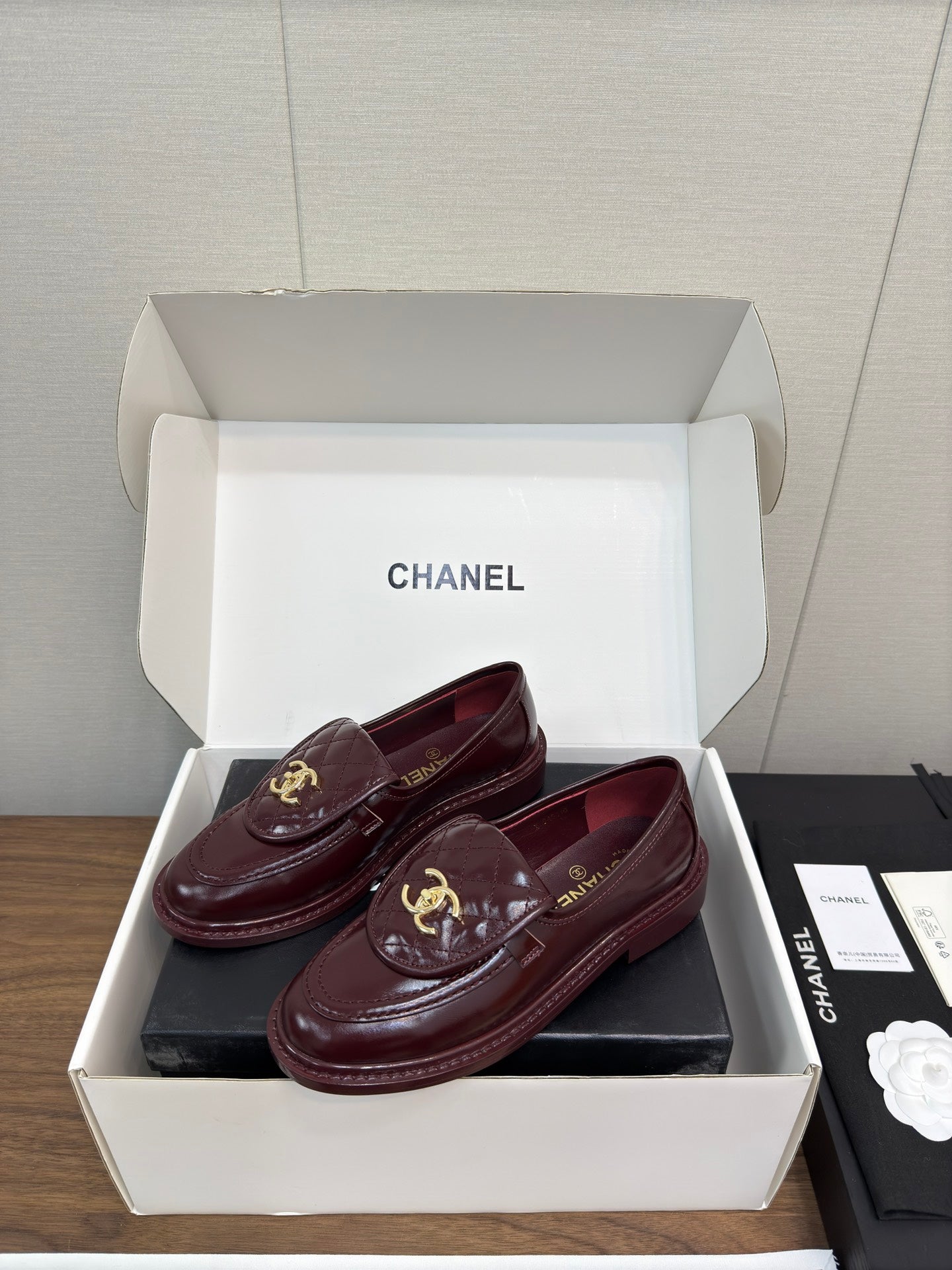 MOCCASIN 2.5 CM IN MAHOGANY RED PREMIUM LAMBSKIN - 35