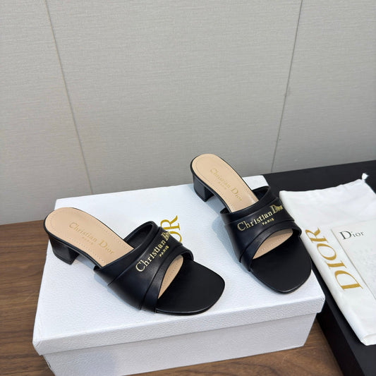 DIOR HIGH HEEL 25S 45 MM IN BLACK LAMBSKIN WITH GOLD HARDWARE - 34