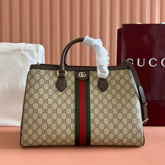 СУМКА GUCCI 26S OPHIDIA 39 З КОРИЧНЕВОГО ТА ТЕМНО-БЕЖЕВОГО ПОЛОТНА