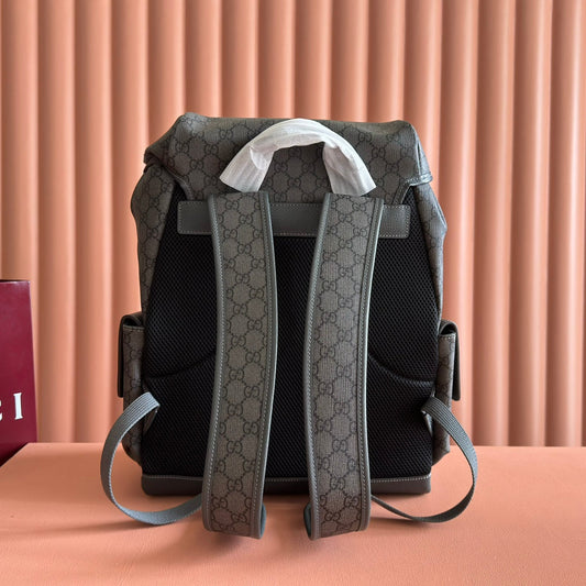 РЮКЗАК GUCCI 25S OPHIDIA MEDIUM 40 ІЗ ТЕЛЯЧОЇ ШКІРИ ЗЕЛЕНО-СІРОГО КОЛЬОРУ