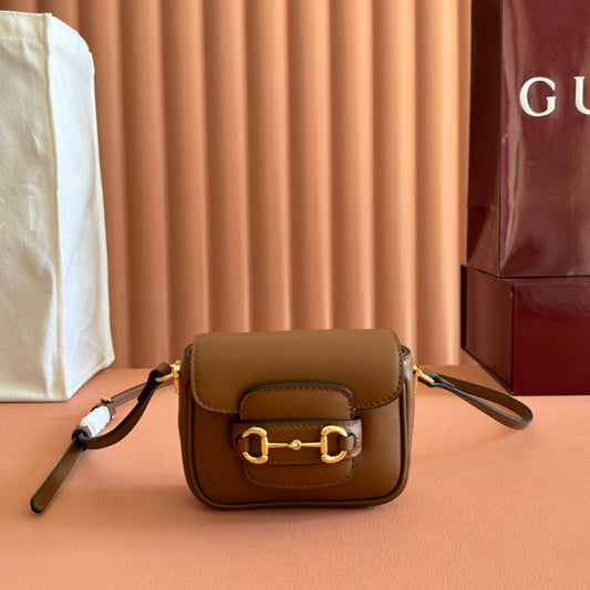 СУМКА GUCCI 26S HORSEBIT 1955 З КОРИЧНЕВОЇ ТЕЛЯЧОЇ ШКІРИ