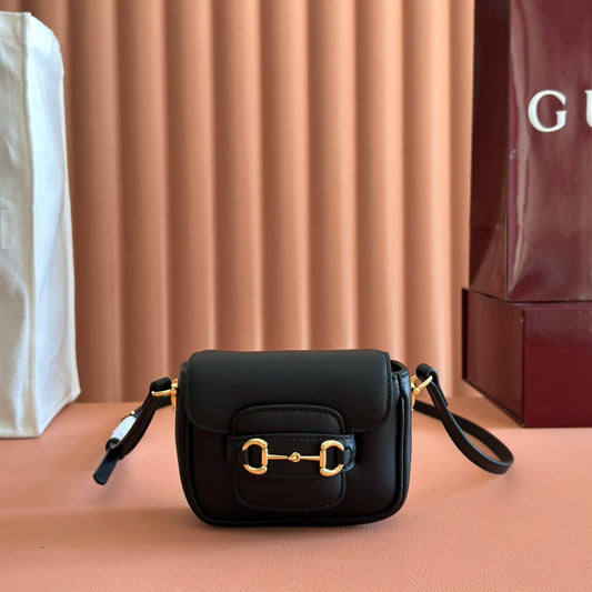 GUCCI 26S СУМКА HORSEBIT 1955 13 З ЧОРНОЇ ТЕЛЯЧОЇ ШКІРИ