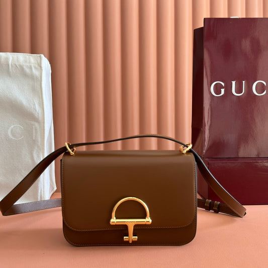 GUCCI 26S СУМКА НА ПЛЕЧЕ SIENA 22 З КОРИЧНЕВОЇ ТЕЛЯЧОЇ ШКІРИ