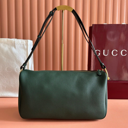GUCCI 26S СУМКА НА ПЛЕЧЕ 31 З ТЕМНО-ЗЕЛЕНОЇ ТЕЛЯЧОЇ ШКІРИ