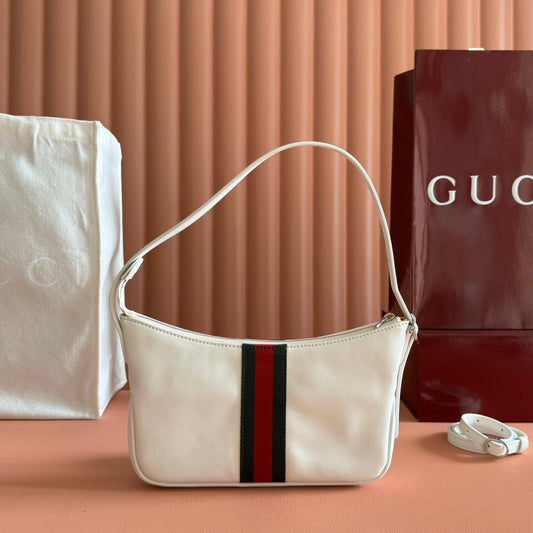GUCCI 26S СУМКА НА ПЛЕЧЕ LUNETTA 22 З БІЛОЇ ТЕЛЯЧОЇ ШКІРИ