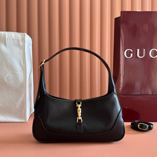 GUCCI 26S СУМКА НА ПЛЕЧЕ JACKIE SLIM 27 З ЧОРНОЇ ТЕЛЯЧОЇ ШКІРИ