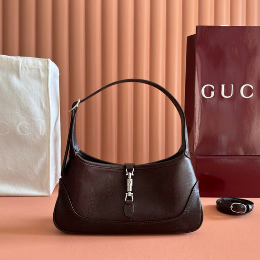 GUCCI 26S JACKIE SLIM СУМКА НА ПЛЕЧЕ 27 З ТЕМНО-КОРИЧНЕВОЇ ТЕЛЯЧОЇ ШКІРИ