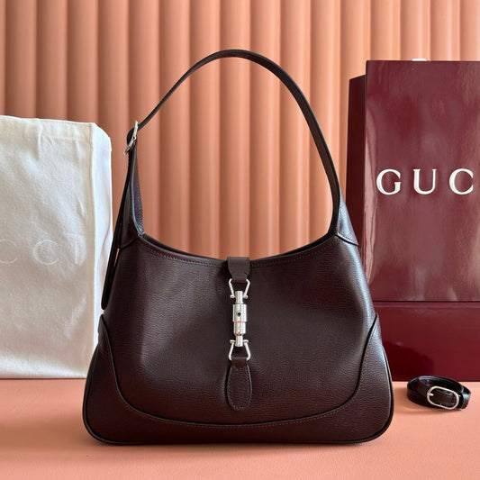 GUCCI 26S JACKIE SLIM СУМКА НА ПЛЕЧЕ 28 З ТЕМНО-КОРИЧНЕВОЇ ТЕЛЯЧОЇ ШКІРИ