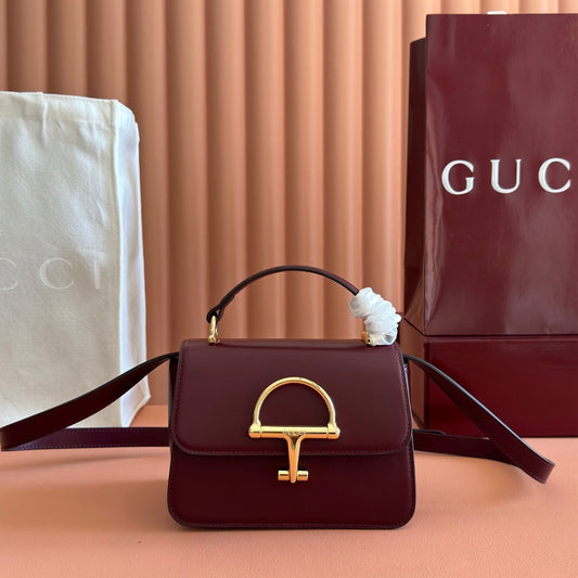 GUCCI 26S SIENA СУМКА З ВЕРХНЬОЮ РУЧКОЮ 19 З ТЕМНО-ЧЕРВОНОЇ ТЕЛЯЧОЇ ШКІРИ