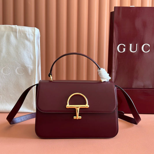 Сумка GUCCI 26S SIENA TOP HANDLE BAG 25 з телячої шкіри темно-червоного кольору
