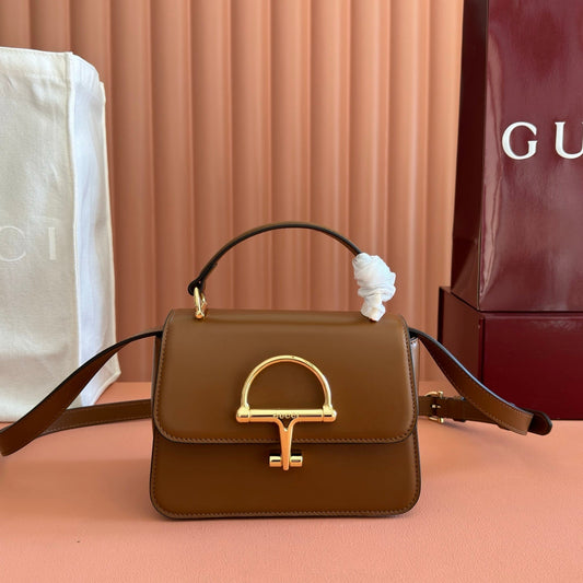 GUCCI 26S СУМКА SIENA TOP HANDLE 19 З КОРИЧНЕВОЇ ТЕЛЯЧОЇ ШКІРИ