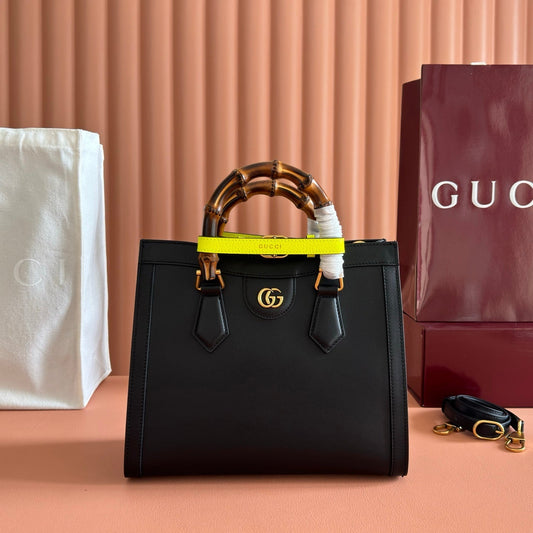 СУМКА-ТОУТ GUCCI 26S DIANA 27 З ЧОРНОЇ ТЕЛЯЧОЇ ШКІРИ