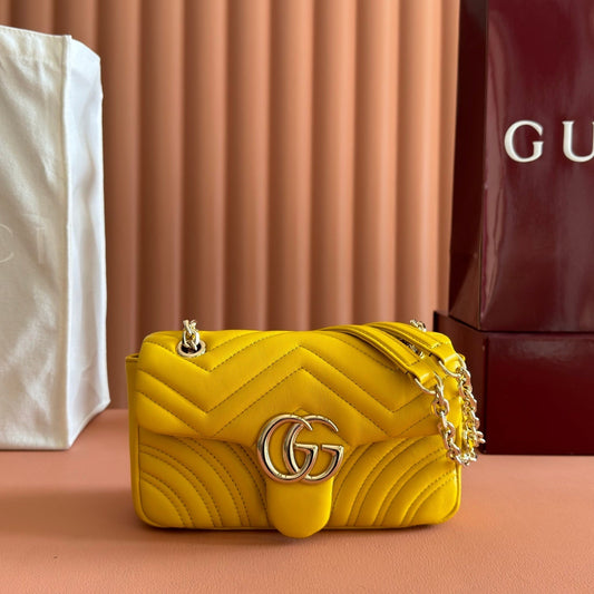 GUCCI 26S СУМКА GG MARMONT 22 З ЖОВТОЇ ОВЕЧОЇ ШКІРИ