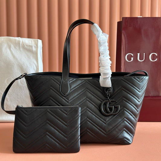 GUCCI 26S СУМКА-ШОПЕР GG MARMONT 30 З ЧОРНОЇ ТЕЛЯЧОЇ ШКІРИ
