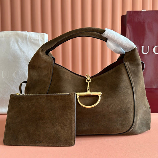 GUCCI 26S SOFTBIT СУМКА НА ПЛЕЧЕ 46 З ТЕМНО-КОРИЧНЕВОЇ ЗАМШІ