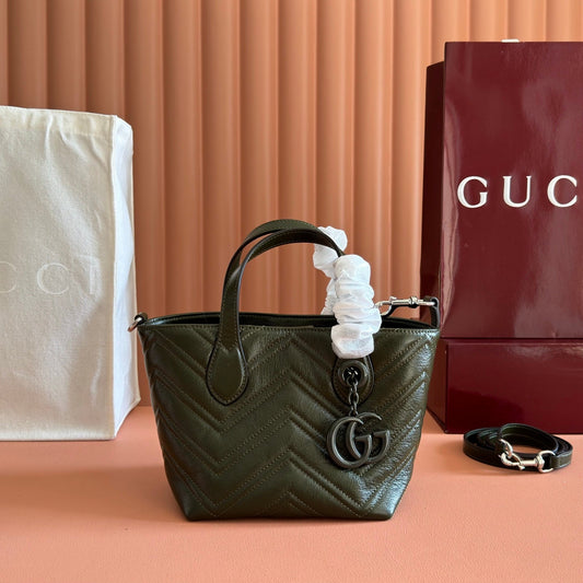 СУМКА-ШОПЕР GUCCI 26S GG MARMONT 17 З ТЕЛЯЧОЇ ШКІРИ КОЛЬОРУ МОХУ