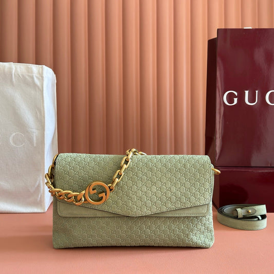 Сумка на плече GUCCI 26S 28 з тисненої замші кольору шавлії