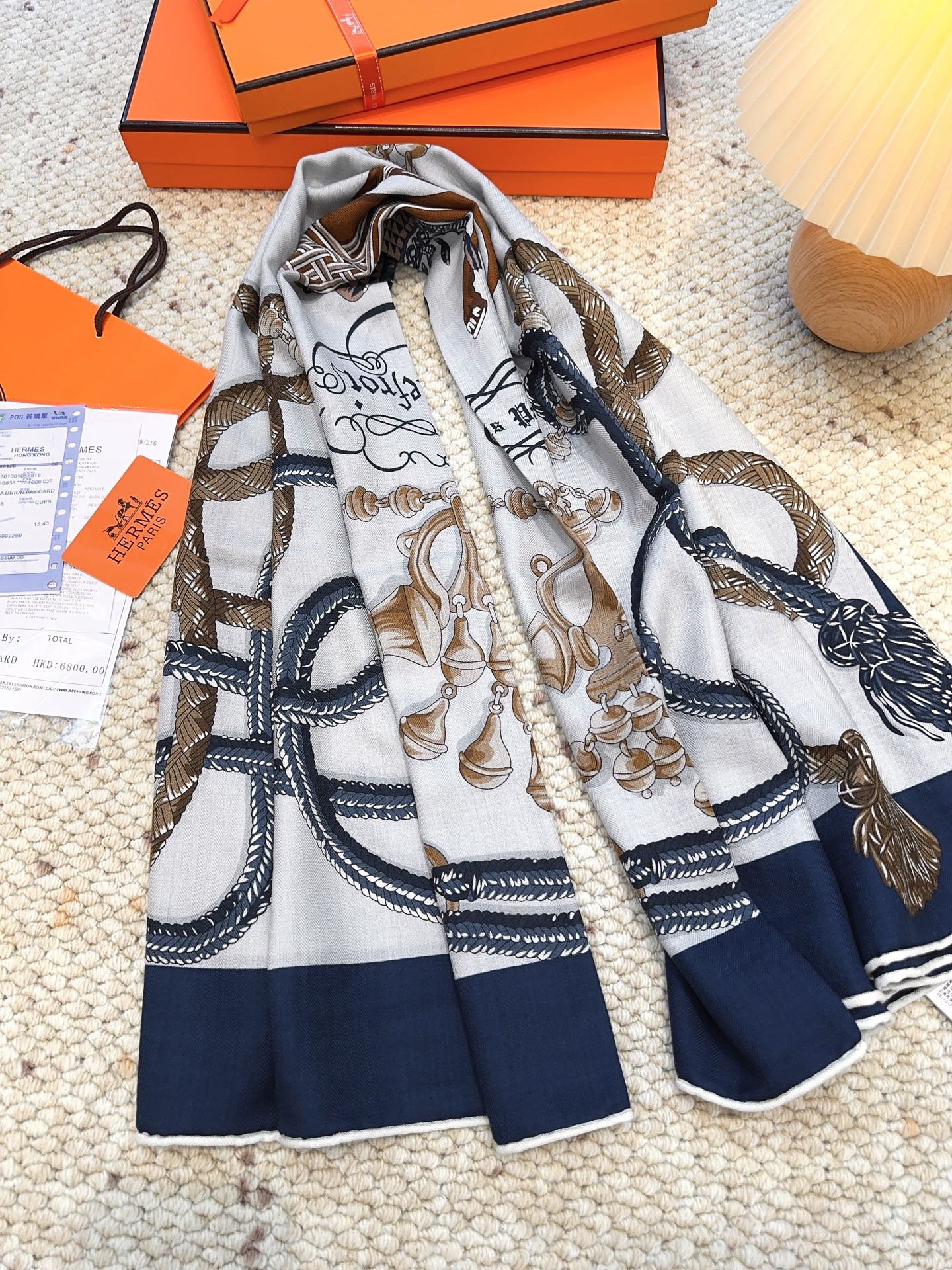 HERMES 25S SCARF 140 IN CASHMERE SILK 854537