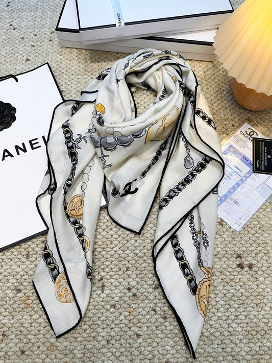 ШАРФ CHANEL 25S 140 СМ З КАШЕМІРУ ТА ШОВКУ 943929