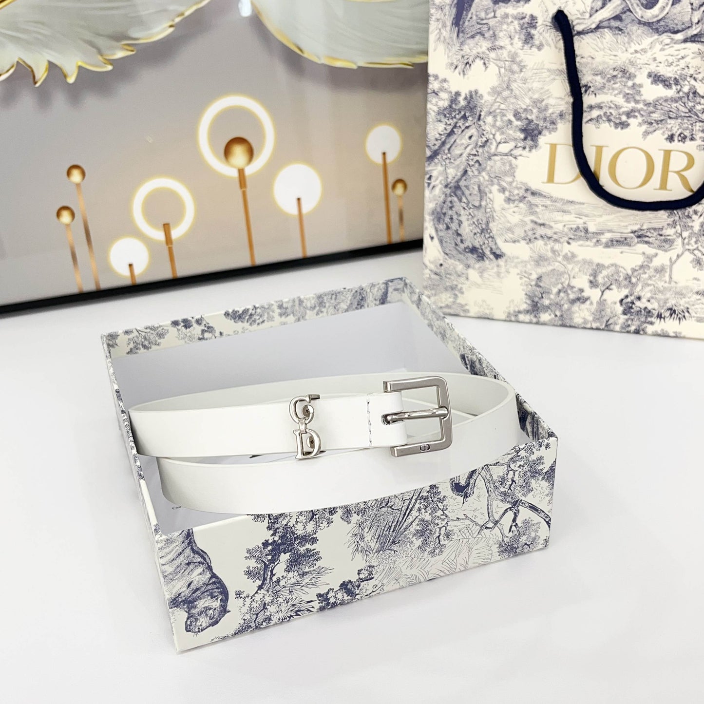 DIOR 25S BELT 20 MM IN WHITE CALFSKIN 570113 - 30