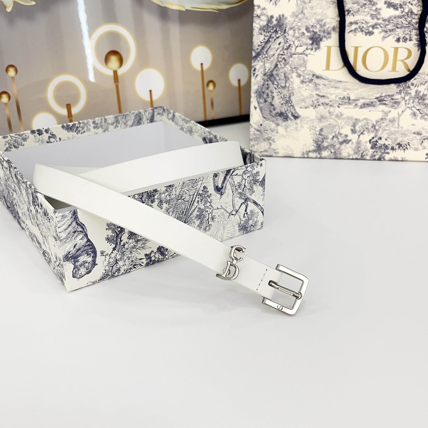 DIOR 25S BELT 20 MM IN WHITE CALFSKIN 570113 - 30