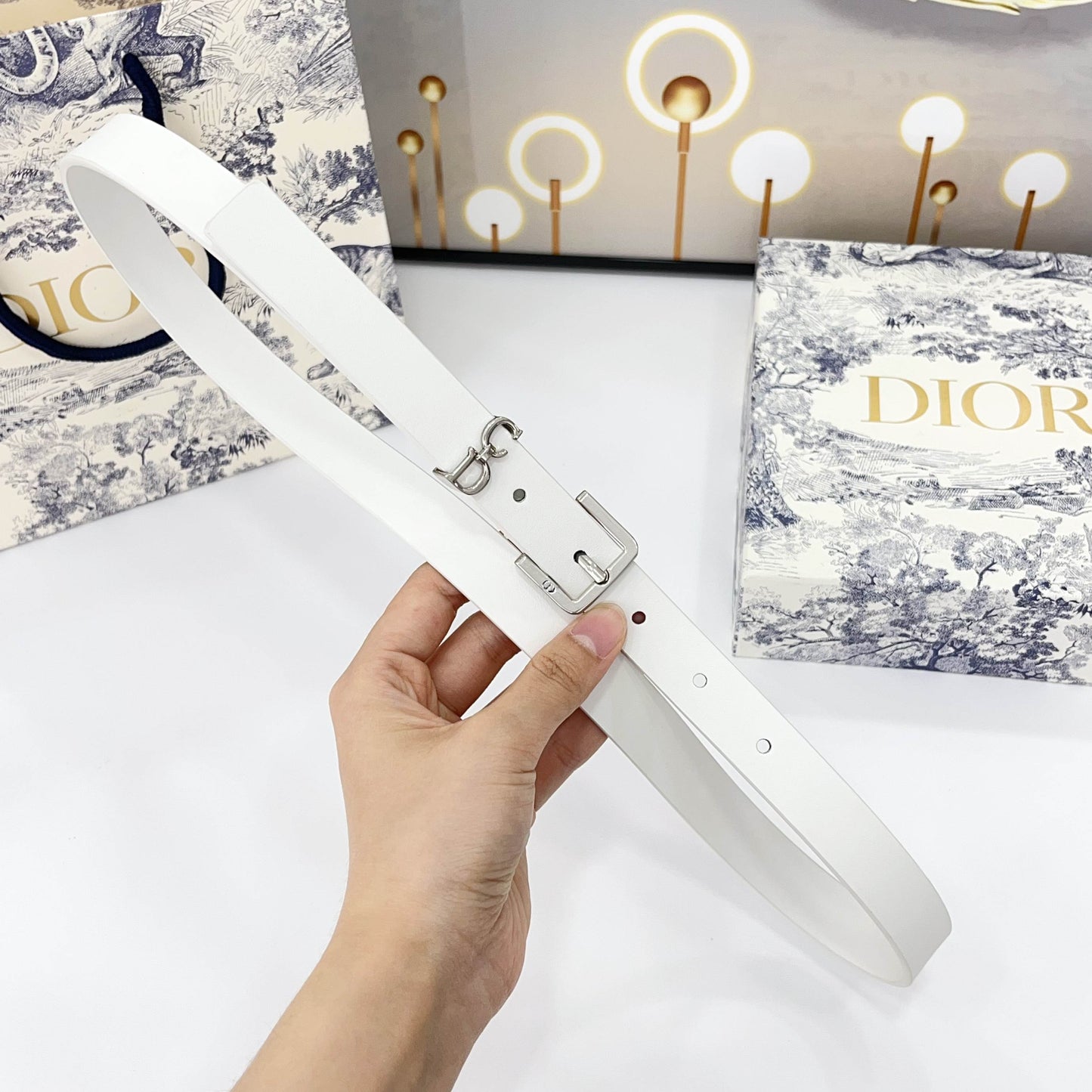 DIOR 25S BELT 20 MM IN WHITE CALFSKIN 570113 - 30