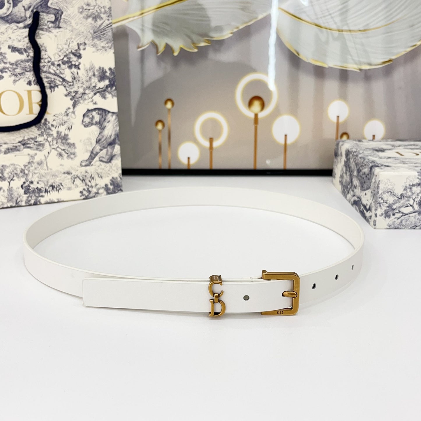 DIOR 25S BELT 20 MM IN WHITE CALFSKIN 570114 - 30