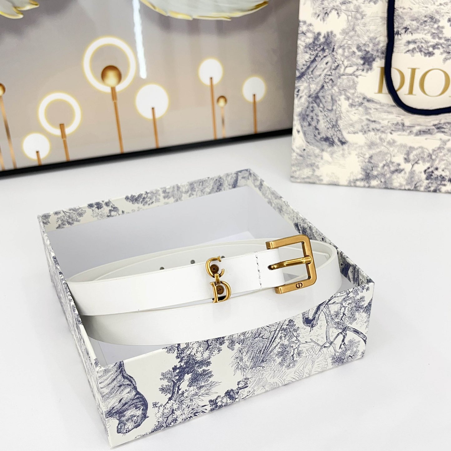 DIOR 25S BELT 20 MM IN WHITE CALFSKIN 570114 - 30