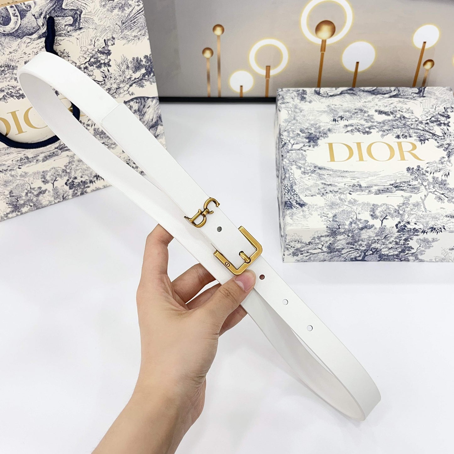 DIOR 25S BELT 20 MM IN WHITE CALFSKIN 570114 - 30