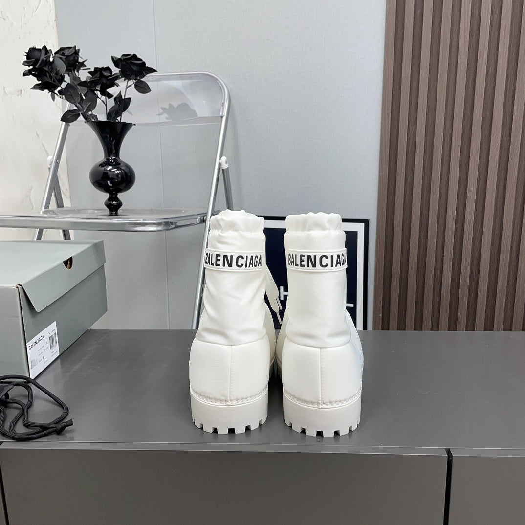 BALENCIAGA 25S ALASKA ANKLE BOOTS HIGH HEEL IN WHITE FABRIC STYLE 1 - 35
