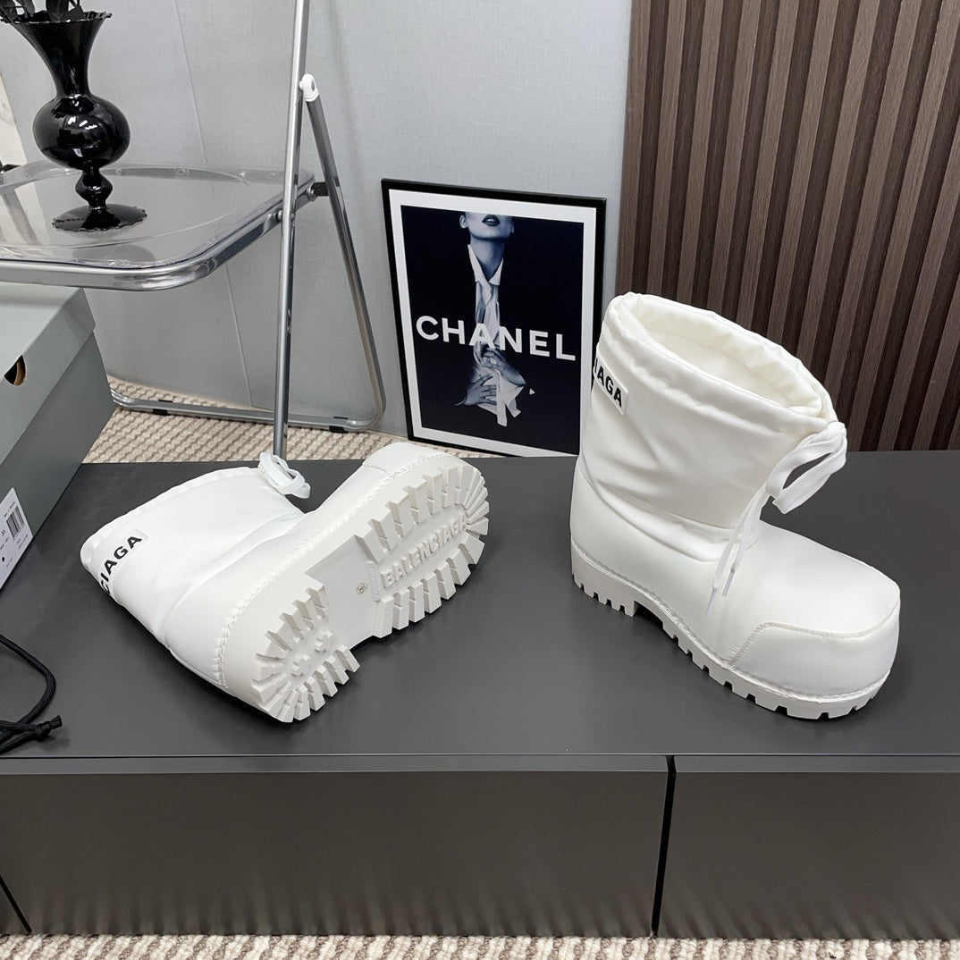BALENCIAGA 25S ALASKA ANKLE BOOTS HIGH HEEL IN WHITE FABRIC STYLE 1 - 35