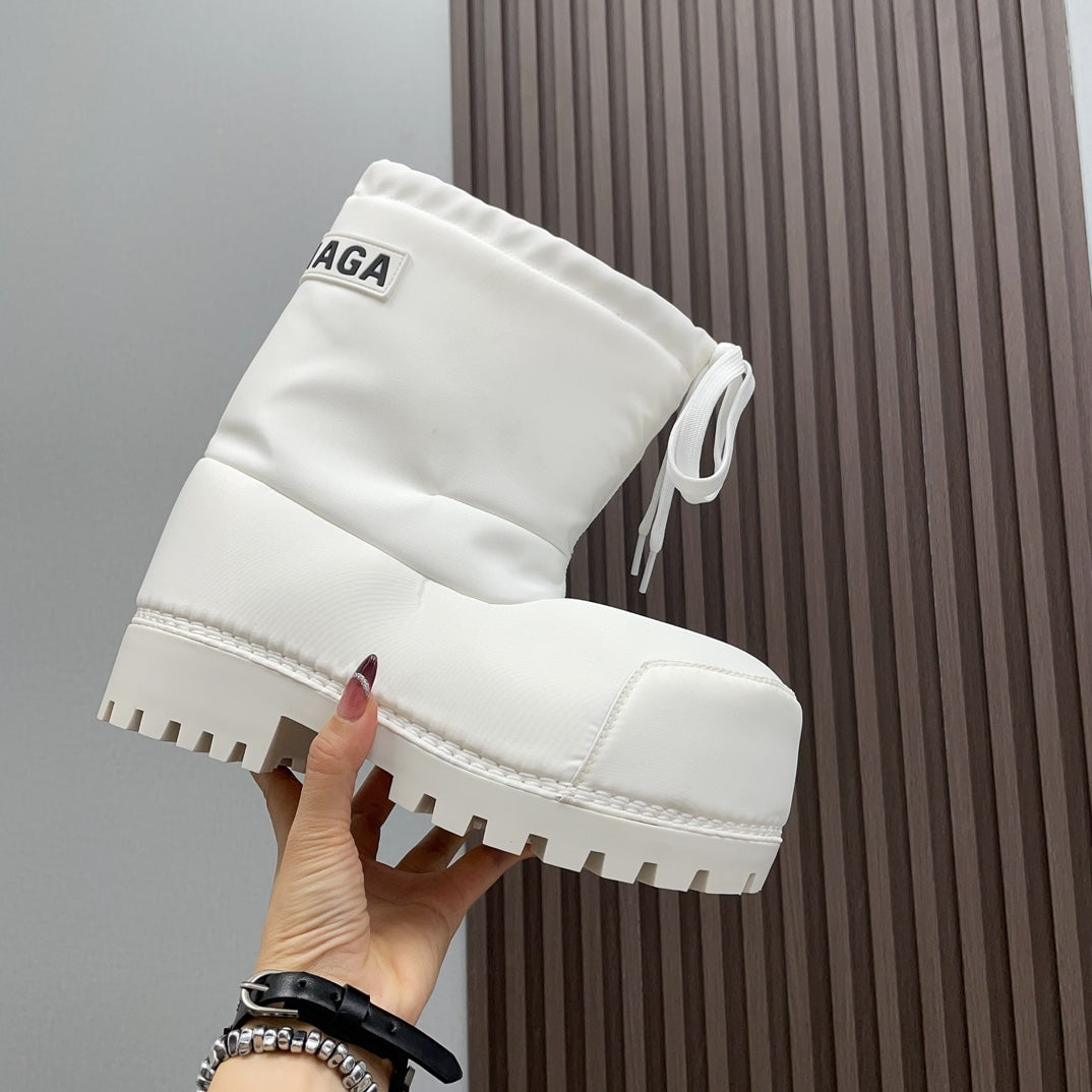 BALENCIAGA 25S ALASKA ANKLE BOOTS HIGH HEEL IN WHITE FABRIC STYLE 1 - 35