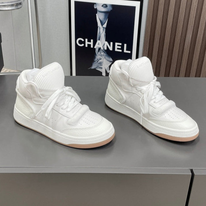 HIGH-TOP SNEAKERS IN WHITE CALFSKIN - 35