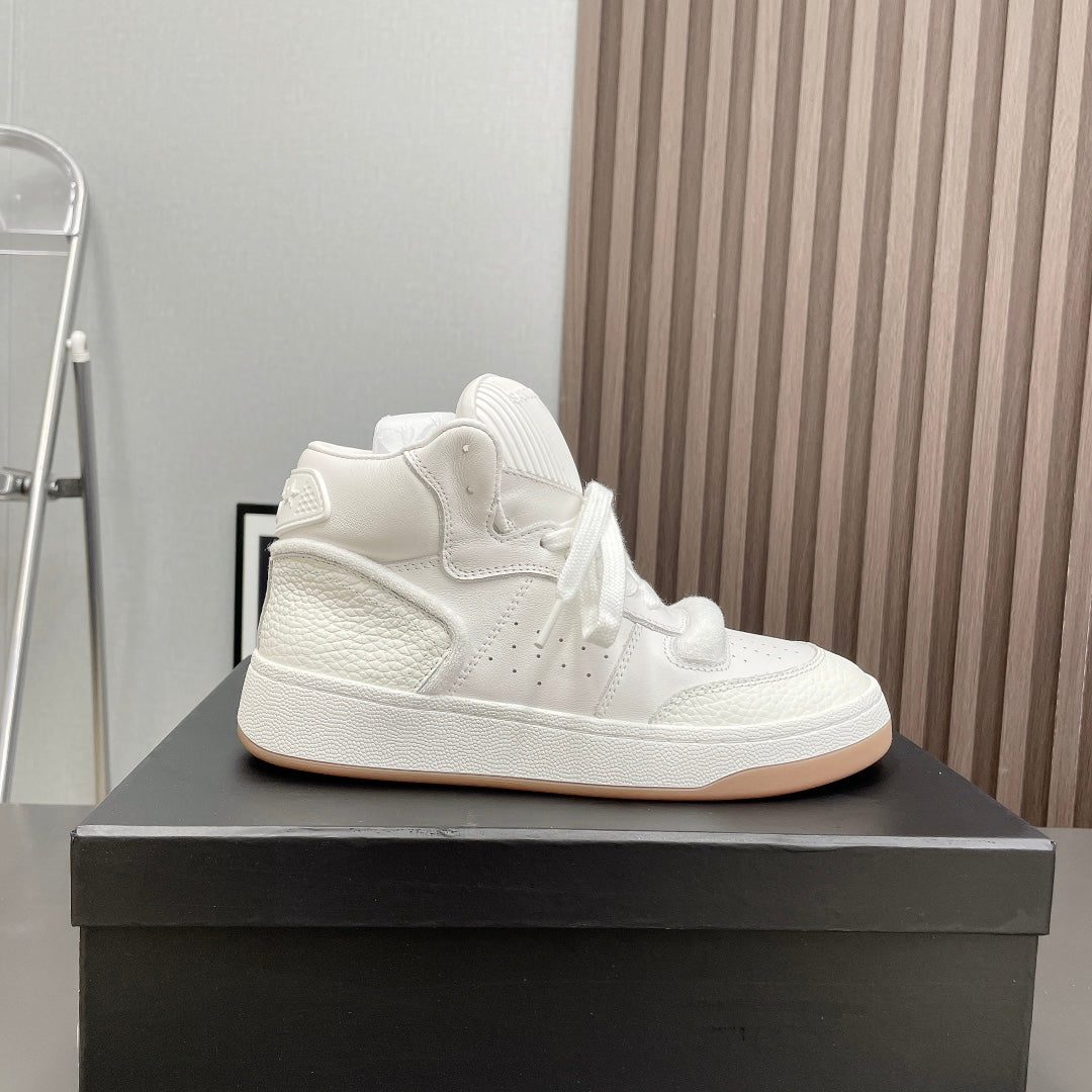 HIGH-TOP SNEAKERS IN WHITE CALFSKIN - 35