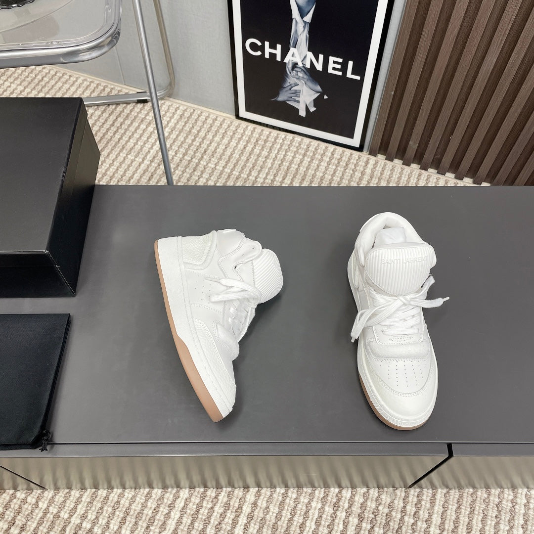 HIGH-TOP SNEAKERS IN WHITE CALFSKIN - 35