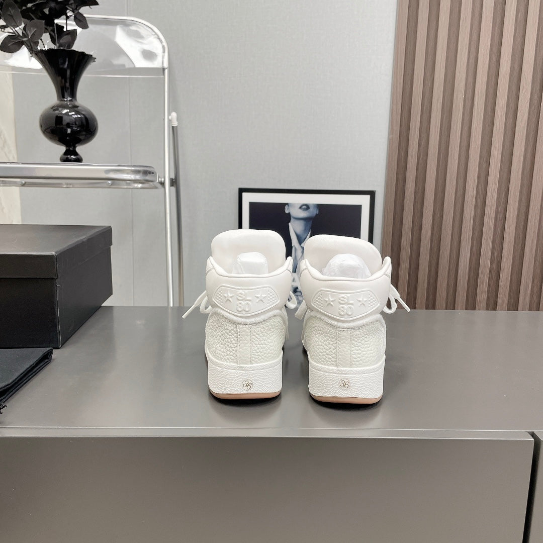 HIGH-TOP SNEAKERS IN WHITE CALFSKIN - 35