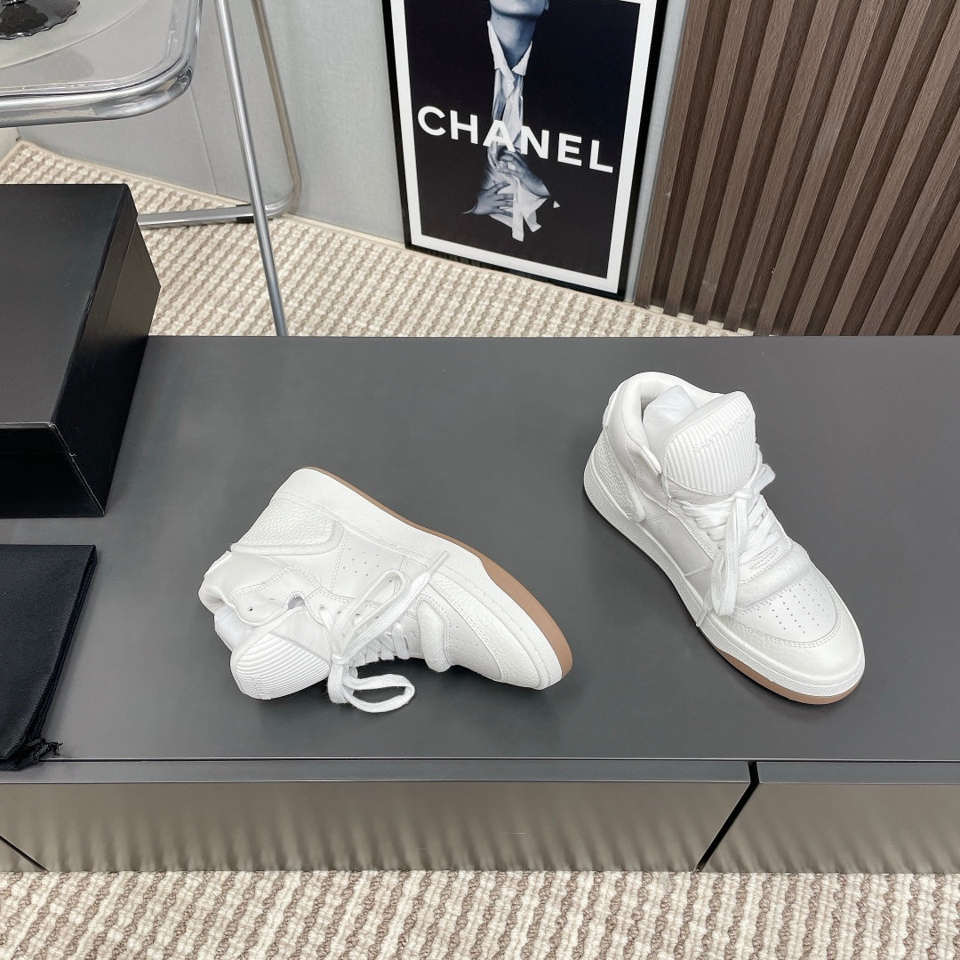 HIGH-TOP SNEAKERS IN WHITE CALFSKIN - 35
