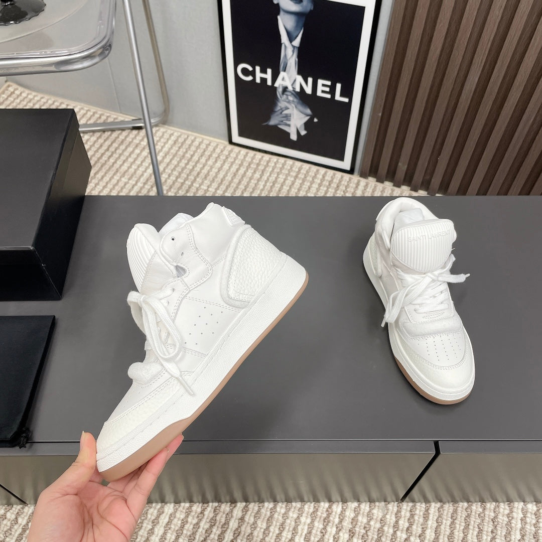 HIGH-TOP SNEAKERS IN WHITE CALFSKIN - 35
