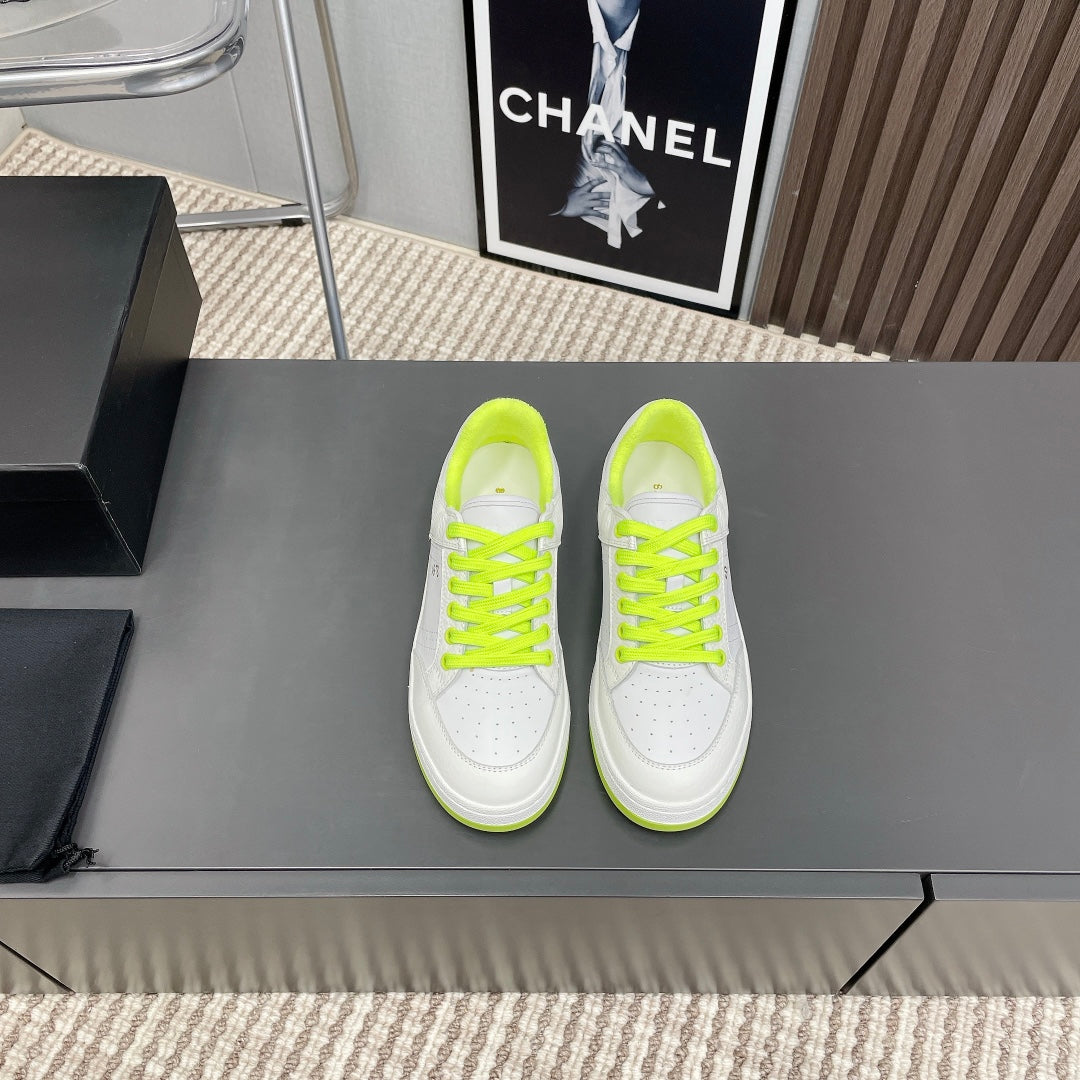 SL/61 SNEAKERS IN WHITE MIX NEON YELLOW CALFSKIN - 35