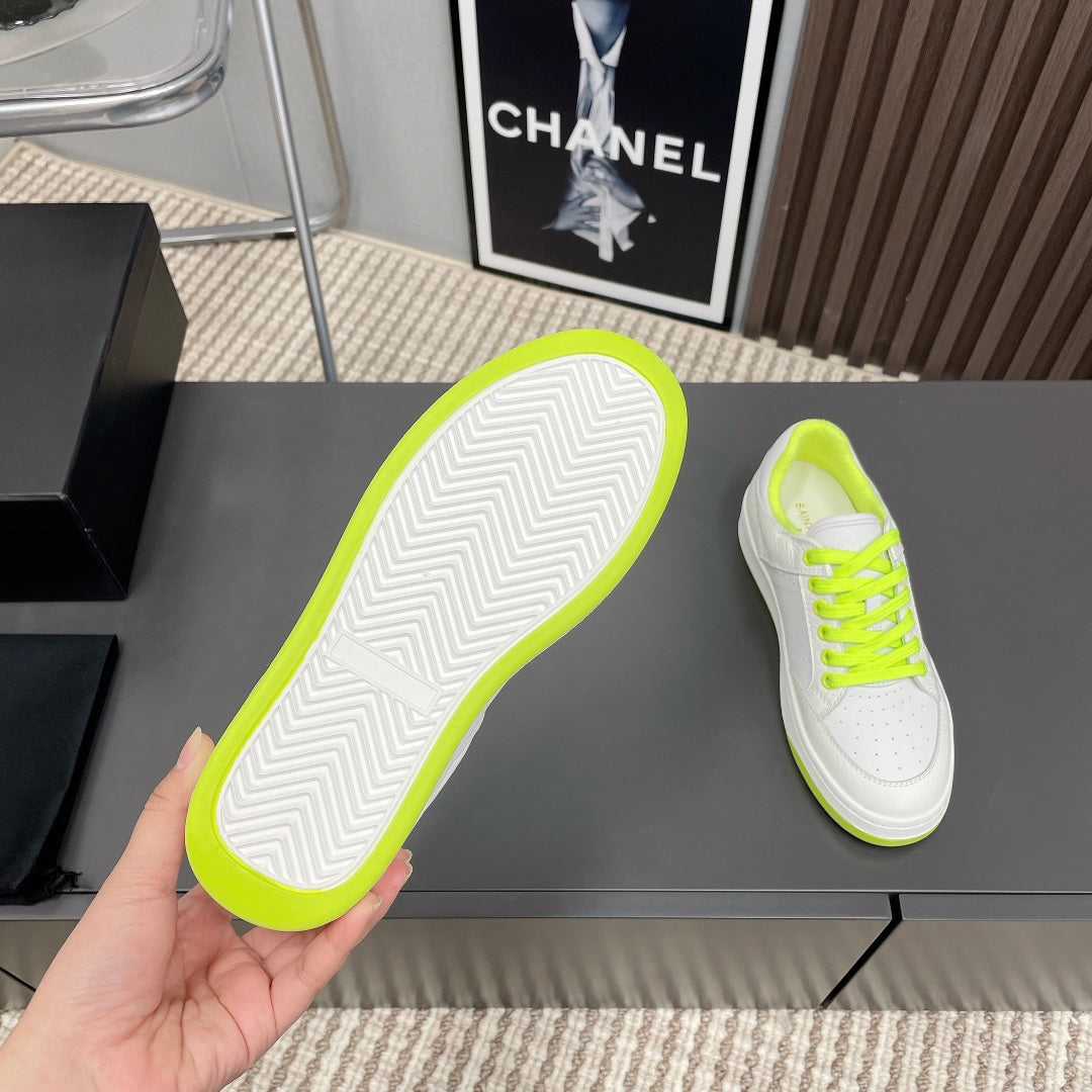 SL/61 SNEAKERS IN WHITE MIX NEON YELLOW CALFSKIN - 35